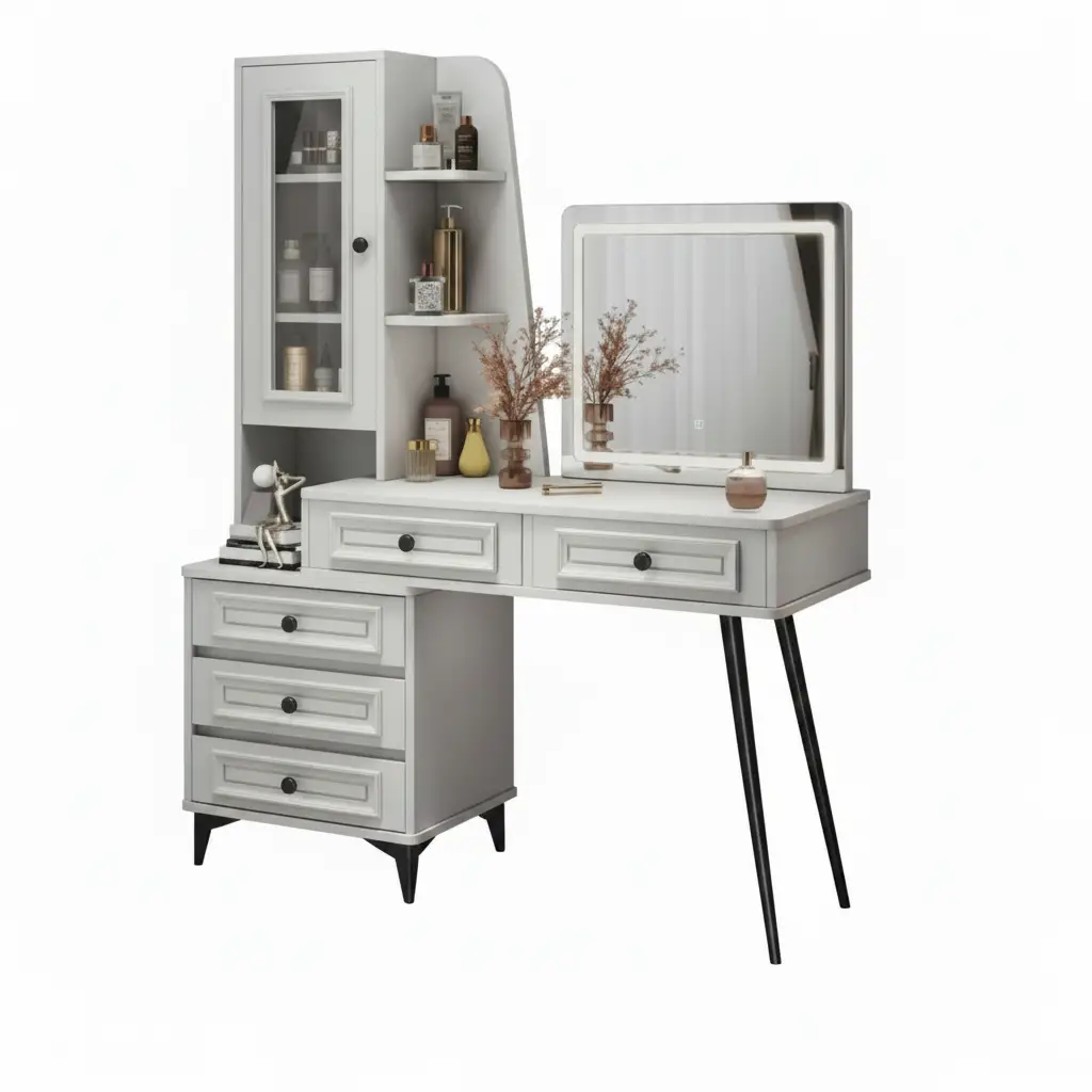 Dressing Table Set with LED Mirror & Cabinet Bedroom Vanity Sets