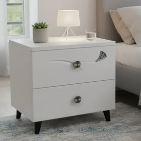 Wave Handle 2-Drawer Bedside Table Nightstands
