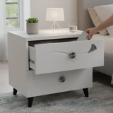 Wave Handle 2-Drawer Bedside Table Nightstands
