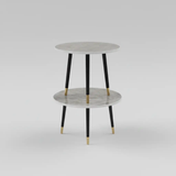 2-Tier Marble-Top Round Side Table Side Table End Tables