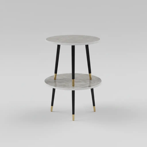 2-Tier Marble-Top Round Side Table Side Table End Tables