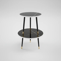 2-Tier Marble-Top Round Side Table Side Table End Tables