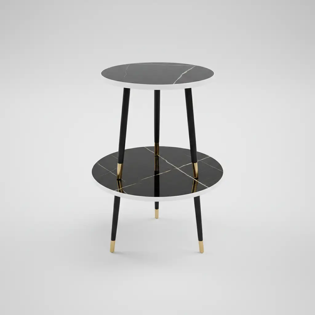 2-Tier Marble-Top Round Side Table Side Table End Tables