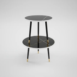 2-Tier Marble-Top Round Side Table Side Table End Tables