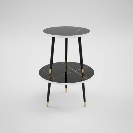 2-Tier Marble-Top Round Side Table Side Table End Tables