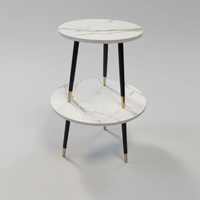 2-Tier Marble-Top Round Side Table Side Table End Tables