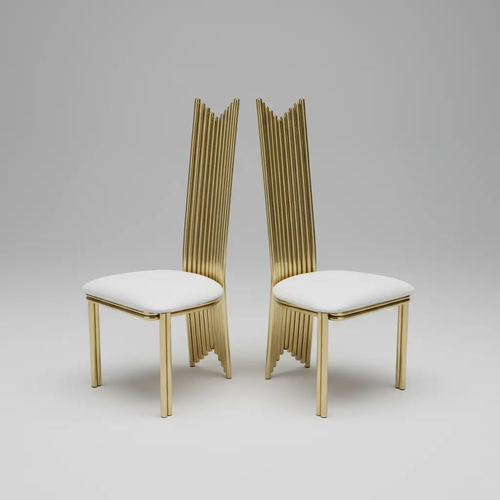 Gold Pipe Crown-Back Dining Chair - Set of 2 Dining Chair Dining Chairs