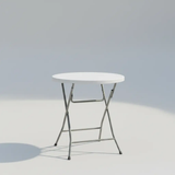 Round Folding Cocktail Bar Table - White & Silver Event Equipment Folding Tables