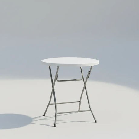 Round Folding Cocktail Bar Table - White & Silver Event Equipment Folding Tables