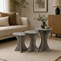 Marble-Effect Pedestal Nesting Tables - Set of 3 Coffee Table Nesting Tables