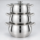 Stainless Steel Cooking Pot Set - 6 Pcs with Lids Cookware Cookware Sets