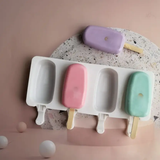 Silicone Popsicle Mould with Lid - 4 Cavity Bakeware Ice Pop Molds