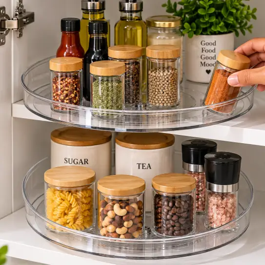 360° Rotating Clear Acrylic Bathroom and kitchen Organiser Bathroom Storage Shower Caddies