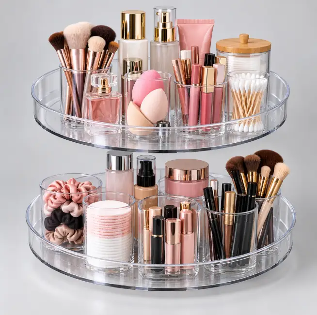 360° Rotating Clear Acrylic Bathroom and kitchen Organiser Bathroom Storage Shower Caddies