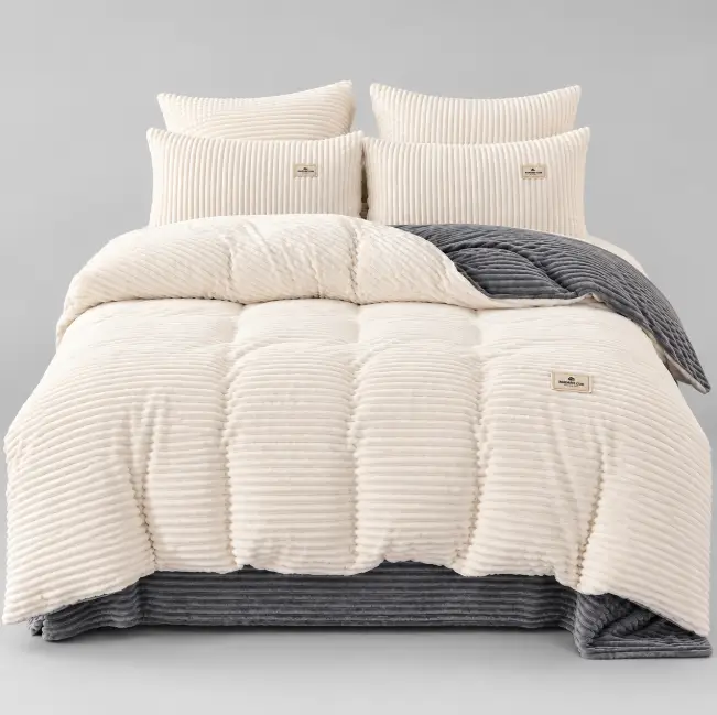 Ribbed Velvet Duvet - 7x6ft, Ivory White Duvet Duvet Covers