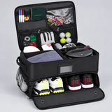 2-Layer Golf Trunk Organiser with Shoe Compartment Sports Bag Golf Bag Travel Covers