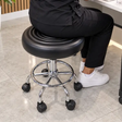 Adjustable Hydraulic Rolling Stool - Black PU Leather Stool Office Chairs