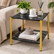 2-Tier Marble Print Side Table with Gold Frame Side Table End Tables