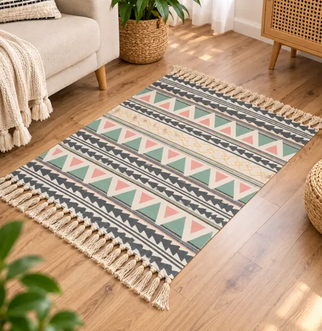 Cotton Woven Rugs Soft Durable Cozy Living Room Decor Woven rugs Uncategorized
