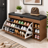 Flip-Out Shoe Rack Bench with Cushioned Seat - 100x51x30cm Shoe Bench Shoe Storage Benches
