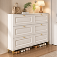 3-Drawer Flip-Down Shoe Cabinet - 120x100x24cm, White & Gold Shoe Cabinet Shoe Cabinets