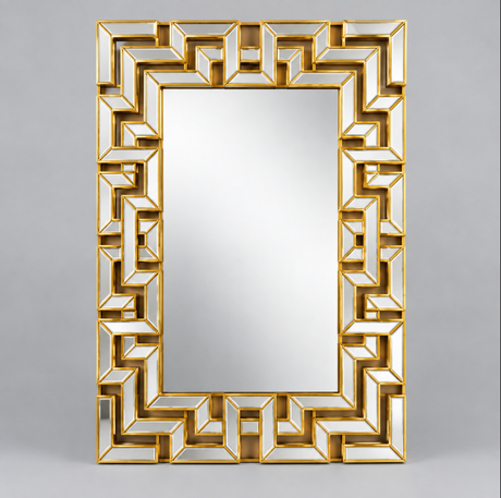 Luxury Geometric Gold Wall Mirror - 102x76cm Wall Mirror Wall Mirrors