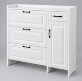 Combo Flip-Down Shoe Cabinet with Side Door - 120x100x24cm, White Shoe Cabinet Shoe Cabinets