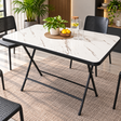 Foldable Marble-Effect MDF Table - Black Frame Folding Table Folding Tables