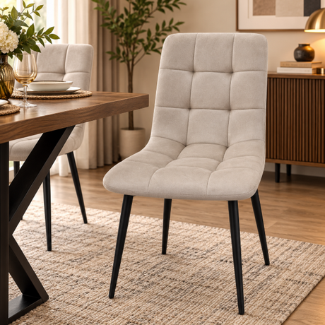 Tufted Grid High-Back Velvet Dining Chair Set of 4 Dining Chair Dining Chairs