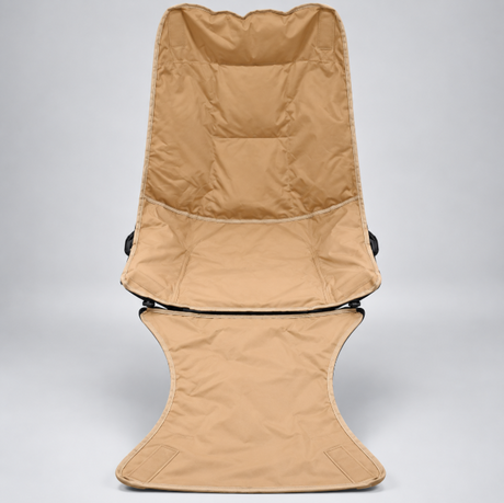 Padded Camping Chair with Footrest Set of 4 - Foldable, Beige/Brown Camping Chair Folding Chairs