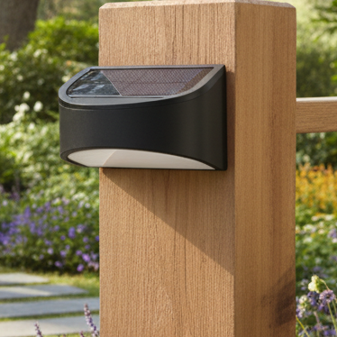 LED Solar Wall Light Warm White 66LM 5V/1.5W - Black, BWC025 Solar Light Wall Light Fixtures