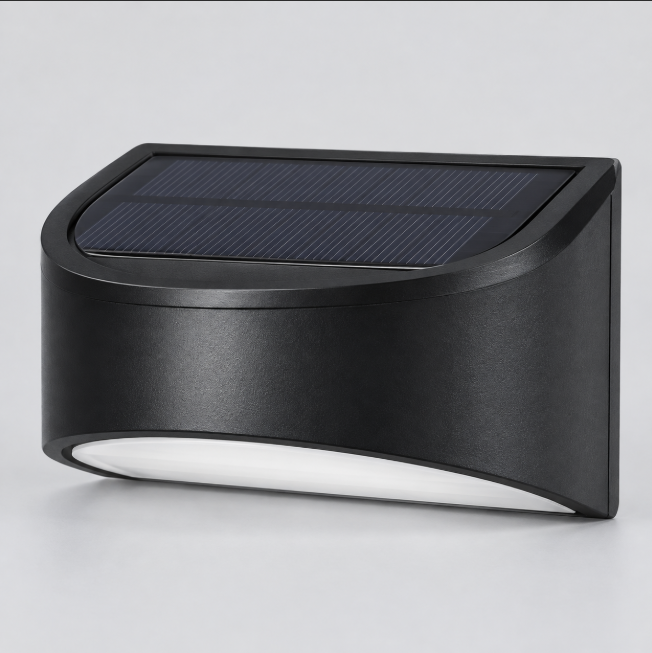 LED Solar Wall Light Warm White 66LM 5V/1.5W - Black, BWC025 Solar Light Wall Light Fixtures