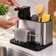 3-in-1 Stainless Steel Sink Organiser with Soap Pump Dispenser Kitchen Organiser Sink Caddies