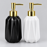 Luxury Ceramic Soap Dispenser with Gold Pump - Geometric Faceted Soap Dispenser Soap & Lotion Dispensers