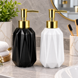 Luxury Ceramic Soap Dispenser with Gold Pump - Geometric Faceted Soap Dispenser Soap & Lotion Dispensers