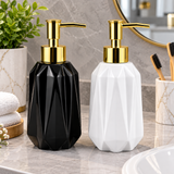 Luxury Ceramic Soap Dispenser with Gold Pump - Geometric Faceted Soap Dispenser Soap & Lotion Dispensers