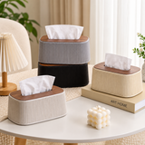 Vertical Striped Tissue Box with Wooden-Look Cover - 3 Colours Tissue Box Facial Tissue Holders