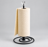 Metal Paper Towel Holder with Diamond Finial - Black & Gold Kitchen Organiser Paper Towel Holders