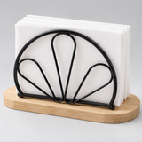 Fan Shell Wire Serviette Holder with Bamboo Base Serviette Holder Napkin Holders