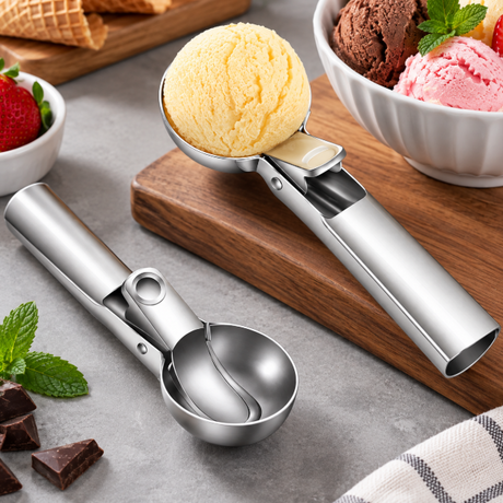 Stainless Steel Ice Cream Scoop with Spring-Release Trigger Kitchen Tool Ice Cream Scoops