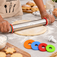 Adjustable Stainless Steel Rolling Pin with Thickness Rings - 40cm Kitchen Tool Rolling Pins
