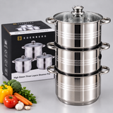 Edenberg 6-Piece Stainless Steel Stockpot Set - 3 Sizes, 16-23L Cookware Set Stock Pots