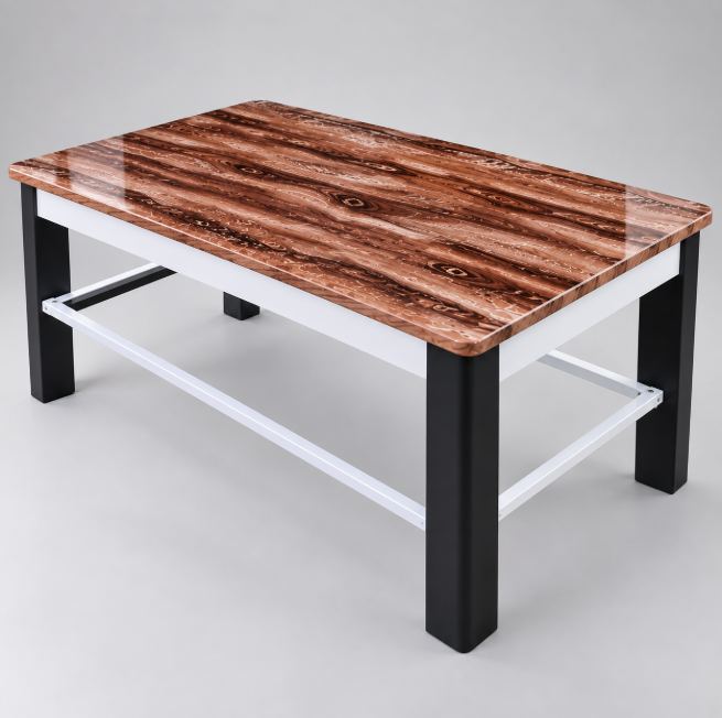 Walnut & Marble-Effect Coffee Table with Storage Shelf - 2-Tone Coffee Table Coffee Tables