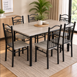 Oak Wood-Grain Dining Table & 4 Chairs Set - Sand, Black Steel Legs Dining Set Kitchen & Dining Furniture Sets