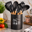 Matte Black Metal Utensil Holder with Drain Lid - Home Kitchen Kitchen Organiser Kitchen Utensil Holders