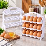 3-Tier Plastic Egg Rack Holder with Carry Handle - 30 Eggs Kitchen Organiser Food Storage Containers