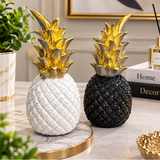 Ceramic Pineapple Home Decor Figurine - 7.5cm, White & Black Home Decor Figurines