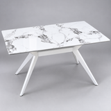 White Marble-Effect Dining Table with X-Frame Base Dining Table Dining Tables