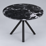 Round Black Marble-Effect Glass Top Side Table - Tripod Base Side Table End Tables
