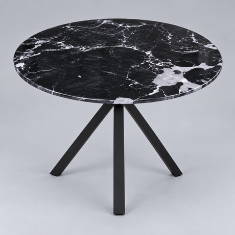 Round Black Marble-Effect Glass Top Side Table - Tripod Base Side Table End Tables